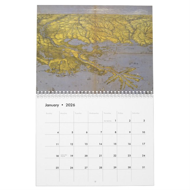 Mapas de Louisiana e calendário da fotografia (Jan 2026)