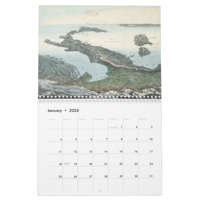 Mapas do vintage do calendário de Italia (Jan 2026)