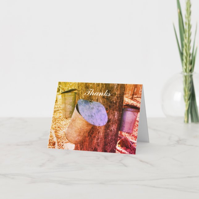 Maple Syrup Sap Baldes Nature Art Cartões de agrad (Frente)