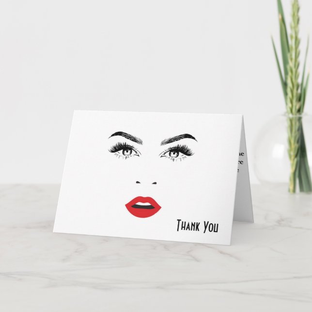 Maquiagem e Cartões de agradecimentos de cabelo (Frente)