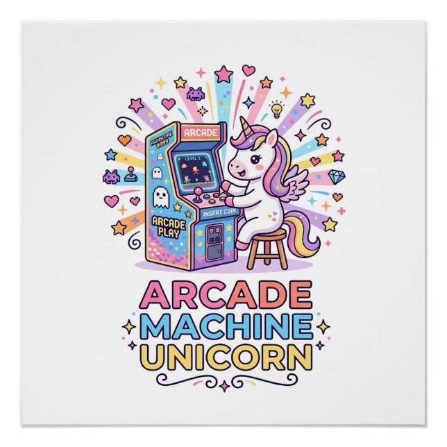 Máquina de Arcade de Unicórnio Impressão de Unicór (Frente)