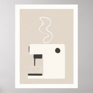 Máquina de Café Simples - Poster de Arte de Cozinh