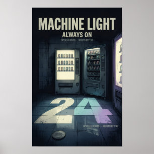 Máquina Luz Sempre Acesa Pôster Retro Vending 11x1