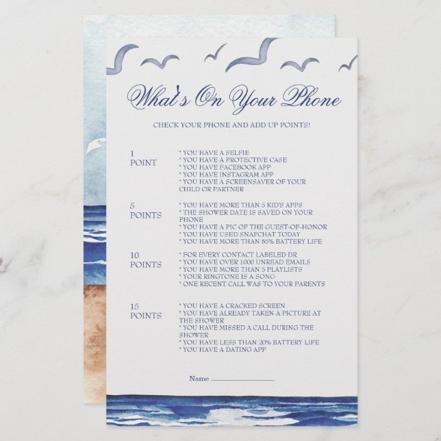 Mar Costeiro Náutico Azul O que há no Jogo do Tele (Frente/Verso)