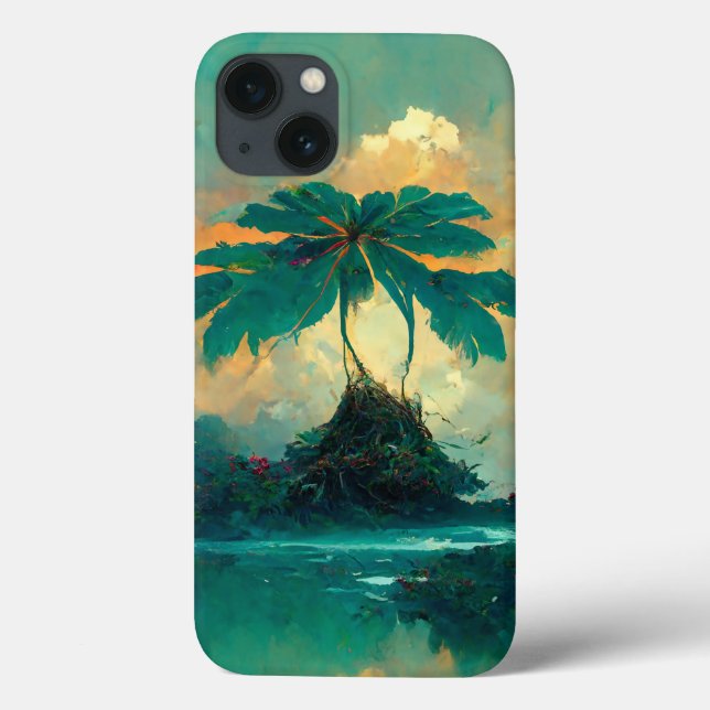 Mar de Fantasia Tropical e Palmeiras (Verso)