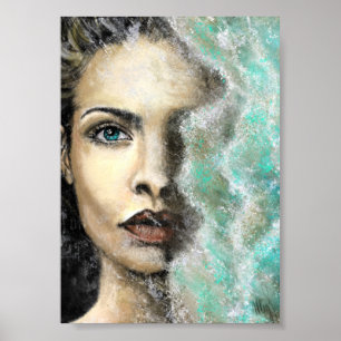 Mar de Memórias Poster pintando rosto de mulher de