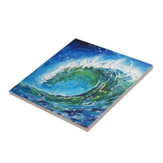 Mar do oceano da onda da pintura a óleo das belas