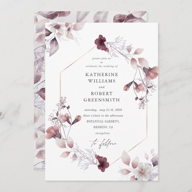maravilhosa queda de aquarela floral Convite de Ca (Frente/Verso)