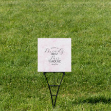 Marble Abstract Pink Wedding Script Black 