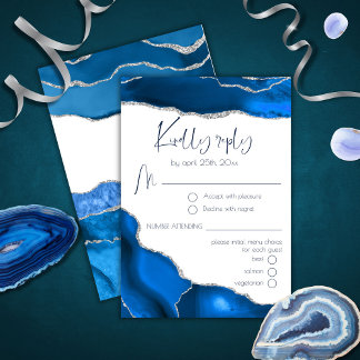 Marble Agate Royal Blue Menu Choice RSVP