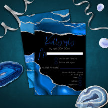 Marble Agate Royal Blue Menu Choice RSVP