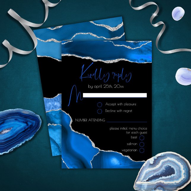 Marble Agate Royal Blue Menu Choice RSVP (Criador carregado)