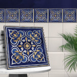 Marble Azul de Ornamento marroquino e Dourado<br><div class="desc">Marble Azul de Ornamento marroquino e Dourado</div>