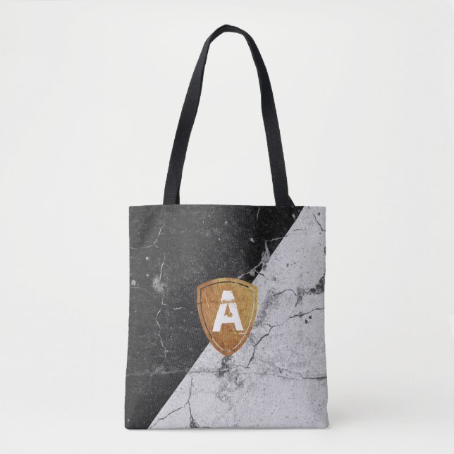 Marble Black White com Bolsa monograma personaliza (Frente)