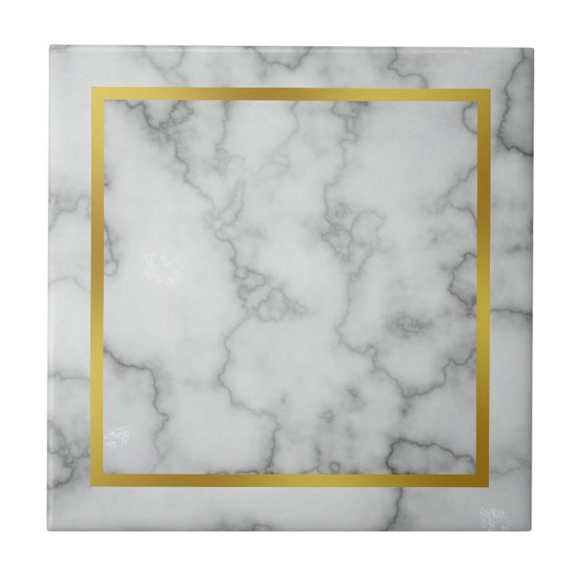Marble Branco Elegante Faux e Faux Dourado (Frente)