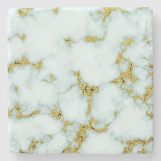 Marble Dourado e Branco| Porta copos de pedra pers (Frente)