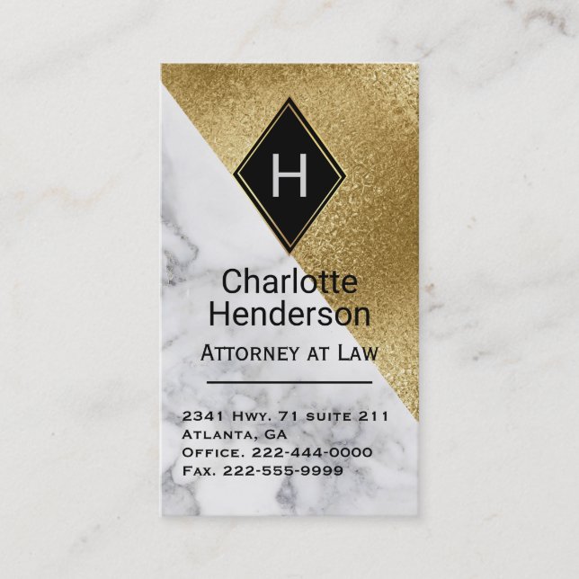 Marble e Dourado Cartão de visita personalizado (Frente)