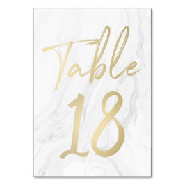 Marble e Script Dourado | Cartão de Número de Tabe