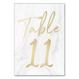 Marble e Script Dourado | Cartão de Número de Tabe