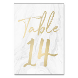 Marble e Script Dourado | Cartão de Número de Tabe