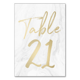 Marble e Script Dourado | Cartão de Número de Tabe