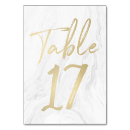 Marble e Script Dourado | Cartão de Número de Tabe