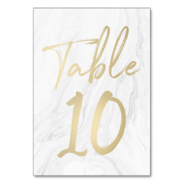 Marble e Script Dourado | Cartão de Número de Tabe