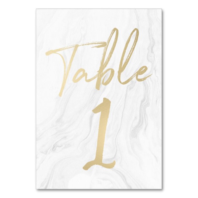 Marble e Script Dourado | Tabela Número Cartão 1 (Frente)