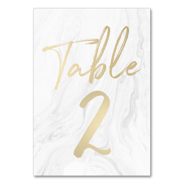 Marble e Script Dourado | Tabela Número Cartão 2 (Frente)
