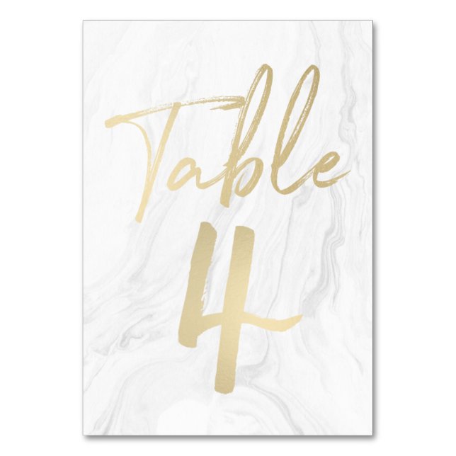 Marble e Script Dourado | Tabela Número Cartão 4 (Frente)