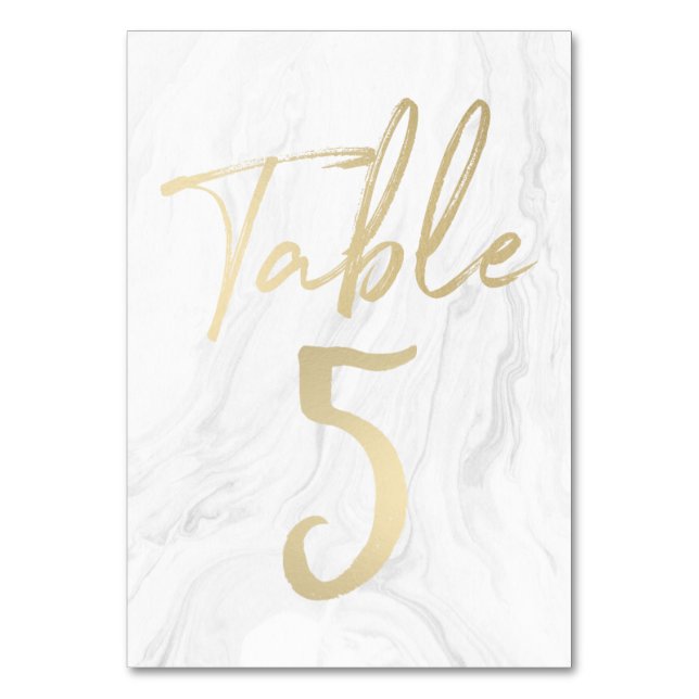 Marble e Script Dourado | Tabela Número Cartão 5 (Frente)
