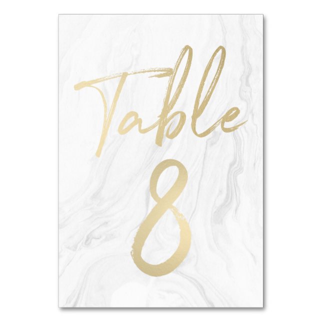 Marble e Script Dourado | Tabela Número Cartão 8 (Frente)