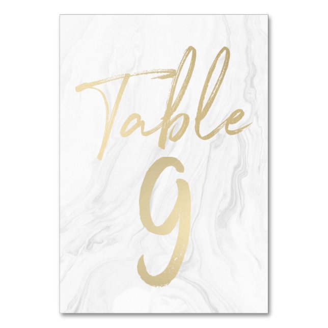 Marble e Script Dourado | Tabela Número Cartão 9 (Frente)