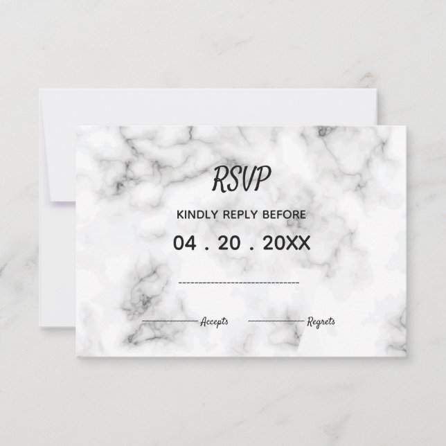 Marble elegante design de casamento RSVP (Frente)