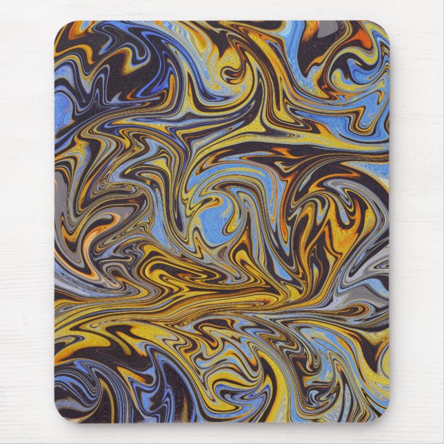 Marble Forms – Blue & Gold Art Mouse Pad (Frente)
