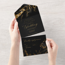Marble Glitter Wedding Black/Dourado ID644