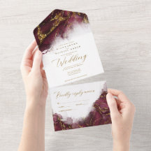 Marble Glitter Wedding Burgundy/Dourado ID644