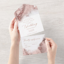 Marble Glitter Wedding Rosa Dourado ID644