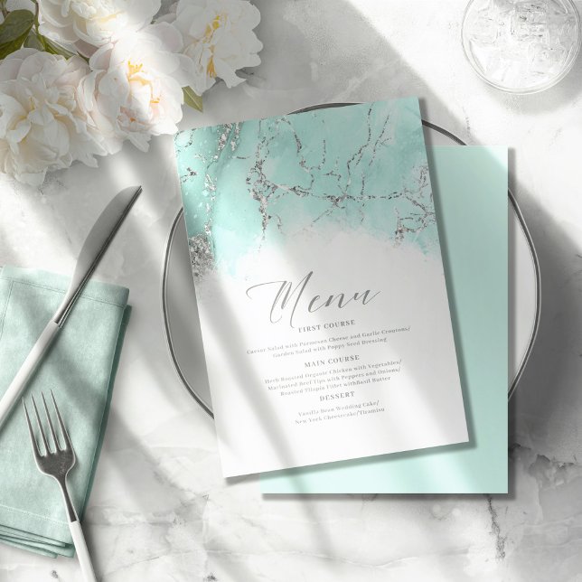 Marble Glitter Wedding Teal Silver ID644 (Criador carregado)