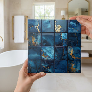 Marble Mix 4x4 Quadrados Azul ID1186b