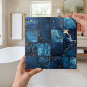 Marble Mix 4x4 Quadrados Azul ID1186c