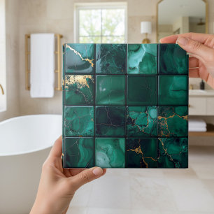 Marble Mix 4x4 Quadrados Esmeralda Verde ID1186a