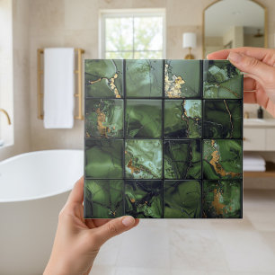 Marble Mix 4x4 Quadrados Verde Oliva ID1186b