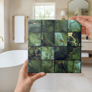 Marble Mix 4x4 Quadrados Verde Oliva ID1186c