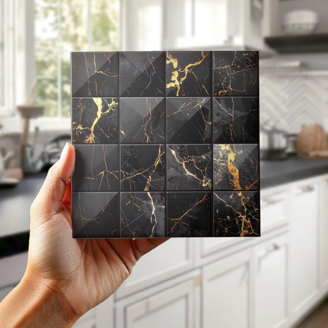 Marble Mix 4x4 Squares Black/Gold ID1186a (Criador carregado)