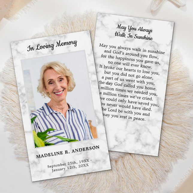 Marble Photo Memorial Simpatia Funeral Prayer Card (Criador carregado)