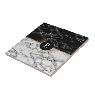 Marble preto e branco de tendência - personalizá