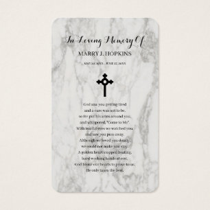 Marble Sympathy Funeral Memorial Prayer Cards