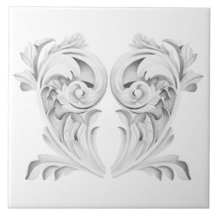 Marble Tendrils em um Azulejo cerâmico branco