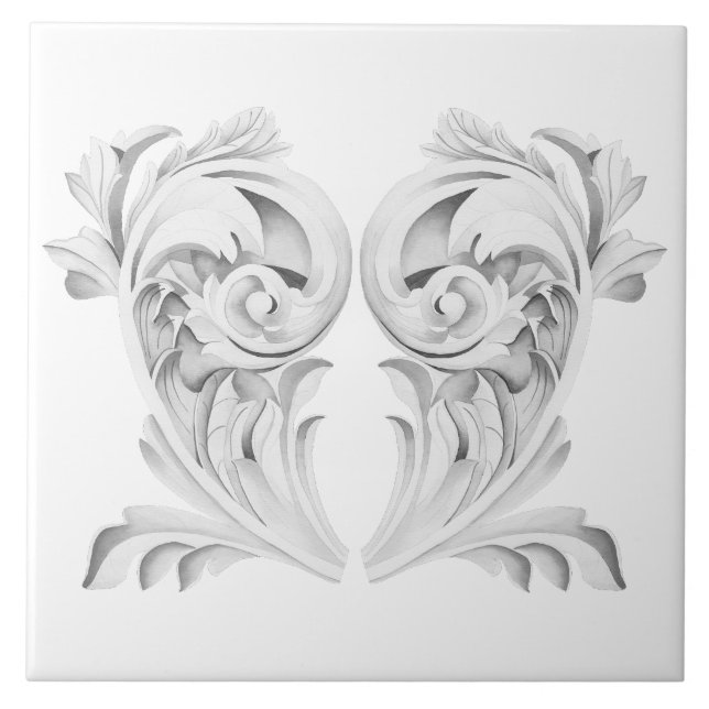 Marble Tendrils em um Azulejo cerâmico branco (Frente)